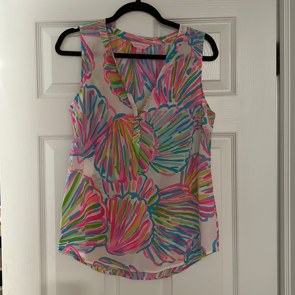 Lilly Pulitzer Silk Stacy Resort White shellabrat blouse Size M